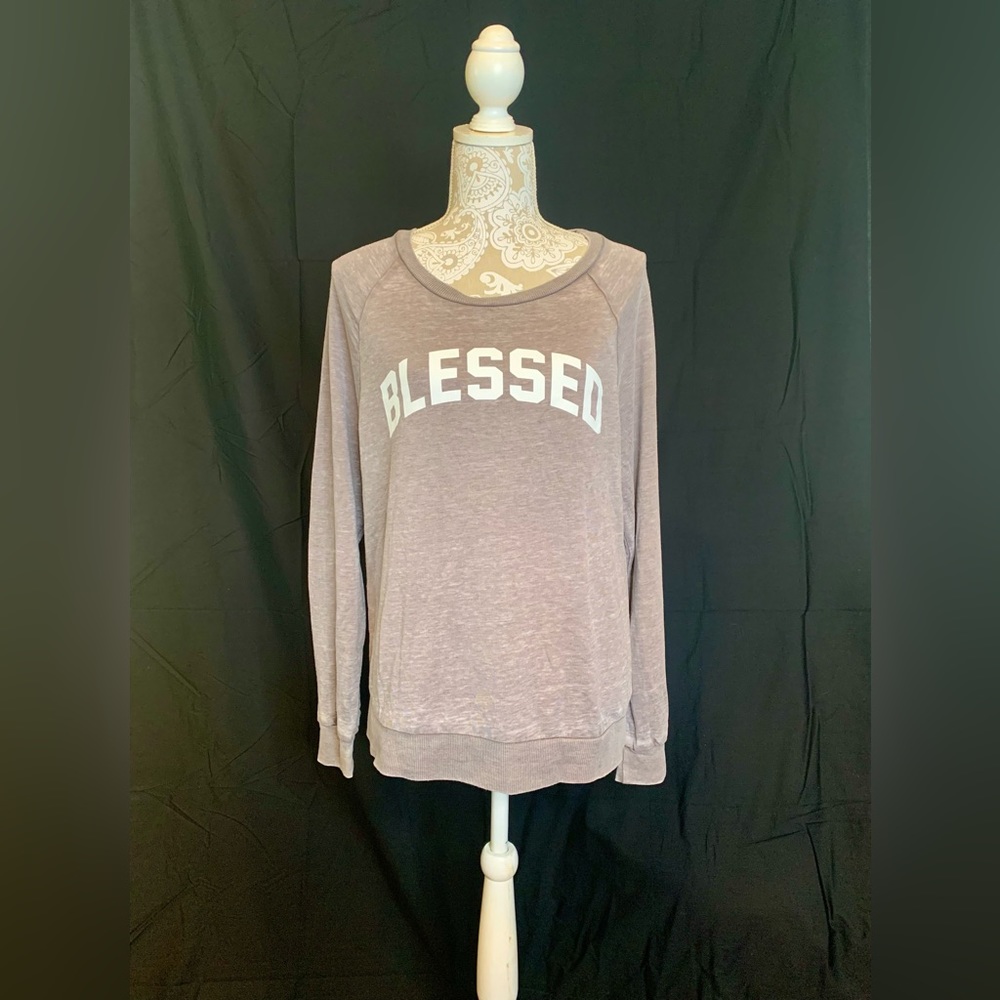 Miken Flow BLESSED Gray Brown Lightweight Sweatshirt